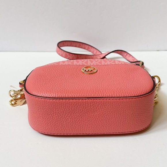 Michael Kors Jet Set Glam Small MINI Oval Camera Crossbody Bag MK Tea Rose - Picture 8 of 13